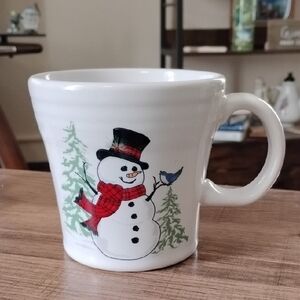 Fiestaware Tapered Snowman Mug with Red Scarf